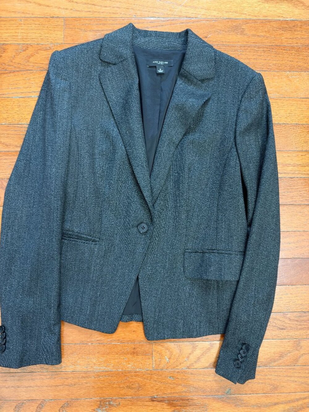 Ann Taylor Wool Blend Charcoal Gray One-Button Blazer Women's Size 6
